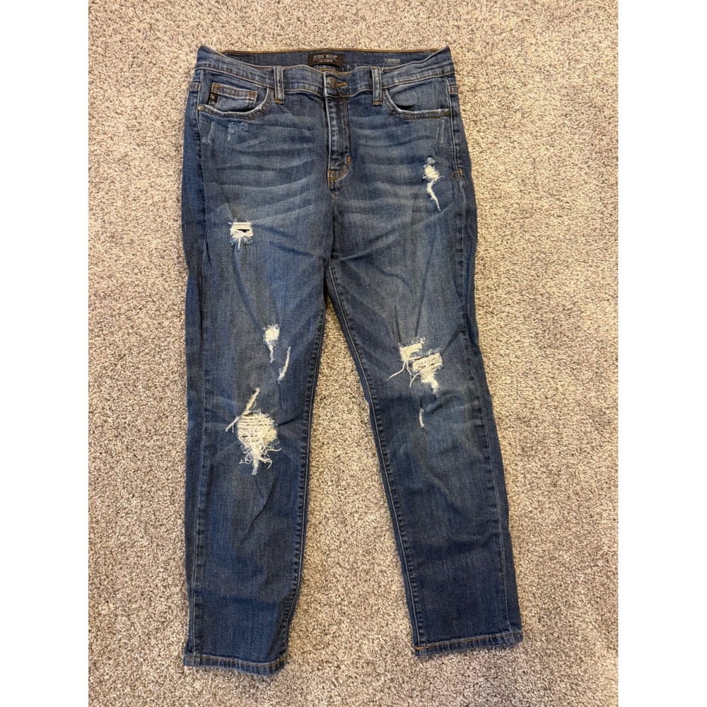 Judy Blue Jeans Womens 9/29 Dark Wash JB8262DK Distressed Skinny Denim Pants